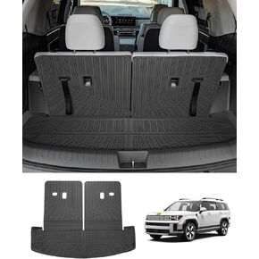 Cartist Cargo Mat Fits for Hyundai Santa FE 2024 2025 All Weather Back Seat Cover Trunk Cargo Mat for 2024 Hyundai Santa Fe Accessories (Backrest Mats+Trunk Mat)