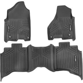 VEVOR Automotive Floor Mats, Fits for Dodge Ram 1500/2500/3500, 1500 Classic 2013-2018/2019-2022, 3 pcs Front and 2nd Row Liners, All Weather Custom Fit TPE Vehicle Floor Mats Liners for Trucks, Black