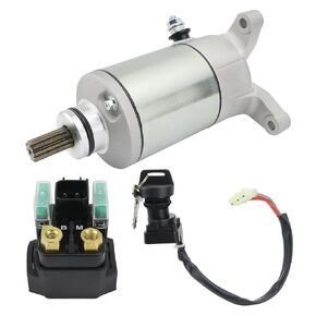 Starter w/Relay & Ignition Switch for Suzuki Ozark 250 LT-F250 2002-2014, QuadSport 250 LT-Z250 2004-2009, 31100-02C10 18808, Ozark 250 Starter, QuadSport 250 Starter, Starter for Ozark 250