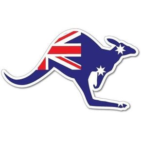 Kangaroo Australia Australian Flag Sticker, 4 inches - Car Truck Bumper Sticker Aussie Car Flag