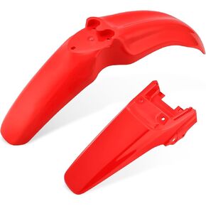 M MATI Front Rear Plastic Mud Guards Red for Honda CRF80F CRF100F 2004-2008 61100-KSJ-670 80101-KSJ-670ZA