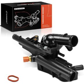 A-Premium Engine Coolant Thermostat Housing Assembly with Sensor & Seal Compatible with Hyundai & Kia - Santa Fe, Santa Fe Sport, Sonata, Tucson, Optima, Sorento, Sportage - L4 2.4L - # 256202G500