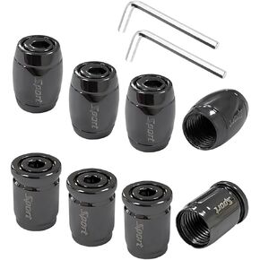 8 PCS Locking Car Tire Valve Stems Caps, Anti-Theft Auto Tire Air Cap with Rubber Seal, Wheel Tyre Stems Cover for SUV Motorcycle Bicycle Bike, Universal Car Accessories (Black)