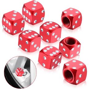 8PCs Dice Tire Valve Stem Caps, Aluminium Alloy Waterproof Tire Valve Stem Covers for Car, Universal Dice Air Caps for Tires for Truck, Bikes Motorcycle, Bicycle, Vehicle Wheels Valves Cover