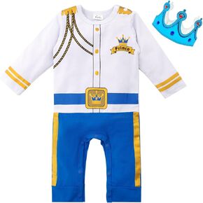 Xuomuen Baby Boy Prince Charming Costume Outfit with Gold Crown Newborn Infant Halloween Birthday Uniform