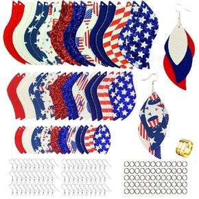 AOUXSEEM 181 Pcs Christmas 3-Layer Leaf Faux Leather Earrings Making Kit for Beginner, Contains Pre Cut Light Weight Glitter Printed Synthetic Fabric Pieces and Earring Hooks Jump Rings