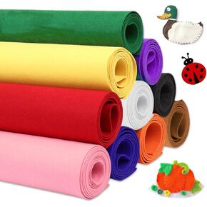FOCCTS 10Pcs Stiff Felt Fabric Sheets, 8 x 35 inches Assorted Color Thick Felt Sheets Craft Felt Fabric Sheets for DIY Crafts, Sewing, Patchwork, Crafting Projects