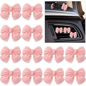 BBTO Set of 12 Pink Bow Car Air Fresheners Coquette Air Vent Clips Car Accessories Cute Car Air Conditioning Clip with Scent Pieces Pink Aesthetic Car Stuff for Women Car Interior Decor
