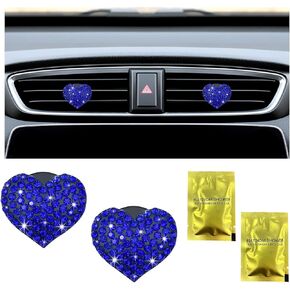 Ziciner 2PCS Bling Heart Car Air Vent Clips Charms, Heart Shaped Crystal Car Air Freshener Vent Clips, Rhinestone Air Conditioning Outlet Clip, Vehicle Decor Accessories for Women Girls (Black)