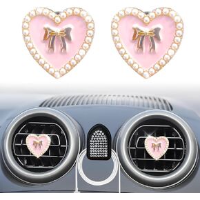 Heart Air Vent Clips, cute car vent clips,Car Air Fresheners Vent Clips Long Lasting Car Diffuser Vent Clip Car Interior Decor Charm Car Decoration Pink Car Accessories for Women Girls (2 Pcs Pink)