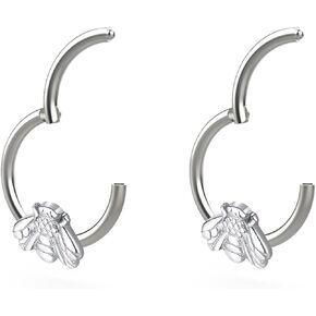 2 pcs G23 Titanium 16G Bee Nose Rings Hoop Septum Earring Helix Daith Cartilage Tragus Lip Earrings Nipple Body Piercing 8mm 10mm