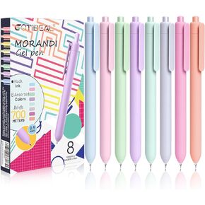 GOTIDEAL Gel Pens, 8 Pcs 0.5mm Quick Dry Black Ink Pens, Fine Point Smooth Writing Pen, No Bleed & Smear, Retractable Aesthetic Journaling Cute Pens for School Office Supplies for Man Women(Morandi)
