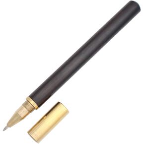 Gullor Handcrafted Brass Wood Rollerball Pen, Signature Liguid Ink Roller Pen for Office Business Gift Pen, Black Wood