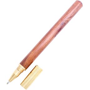Gullor Handcrafted Brass Wood Rollerball Pen, Signature Liguid Ink Roller Pen for Office Business Gift Pen, Black Wood