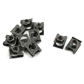 10 Pcs Car U-Type Screw Base Fastener Clips, License Plate Screw Base Nut Mounting Clip Rivets for Engine Fender Bumper Guard Plate, M6 Screw Hole