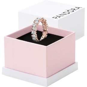 PANDORA Alternating Sparkling Band Ring - Rose Gold Ring for Women - Layering or Stackable Ring - Gift for Her - 14k Rose Gold with Clear Cubic Zirconia - With Gift Box