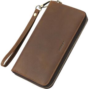 Jack&Chris Credit Card Holder Wallet, Long Slim Wallets - Real Leather RFID Blocking Security 2 ID Window for Men and Women
