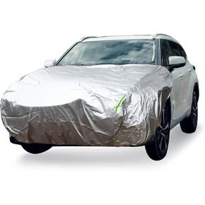Front Half Car Cover Waterproof 210x110cm Outdoor Half Cover for Car 210D Silver Tone