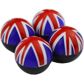 4X Ball Spherical Valve Stem Cap Cover Screw with Union Jack Flag Pattern for Mini Cooper r50 r53 r56 r56n f55 f56 r55 r52 r57 r58 r59 r60 r61 jcw