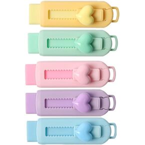 5Pcs Multicolor Sliding Retractable Pencil Eraser with Plastic Sleeve,Large Erasers for School Office,Art Erasers for Drawing,Standard Pencil Erasers,Office Products,Correction Products