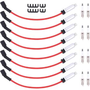 MOTOKU Spark Plug Wires and Spark Plug Set for Chevy Suburban Silverado 1500 2500 3500 Tahoe GMC Sierra Yukon