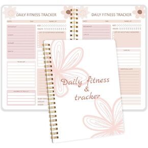 Undated Fitness Planner Tracker Notebook with Meal Plan, To-Do List, Exercise, 5.8"×8" Pvc Cover Flexible Binding for Health