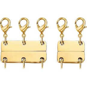 Necklace Layering Clasps, 2 Pcs Necklace Clasps and Closures for Women, 18K Gold Non-Fading Necklace Separator for Layering, Multi Strands Stackable Multiple Necklace Clasp for Women