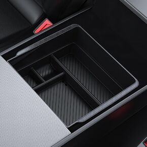 BASENOR 2024 Upgraded 3PCS Tesla Model 3 Center Console Organizer [Carbon Fiber Edition] Armrest Hidden Storage Box Custom for Model 3 2024, Tesla Interior Accessories