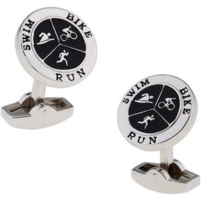 Triathlon Triathlete Swim Bike Run Round Pair Cufflinks