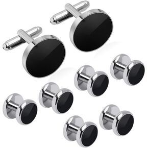 Best Gift for Men Cufflinks and Studs, Tuxedo Shirt Cufflinks and Studs Set for Men, Brass Cuff Links and Shirt Studs for Wedding/Banquet/Ceremony/Business