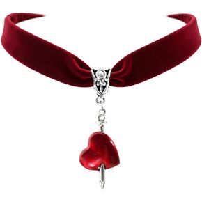 Goth Black Choker with Bleeding Black Heart Pendant, Gothic Velvet Melting Heart Choker Necklace, Goth Y2k Punk Emo Necklace for Women
