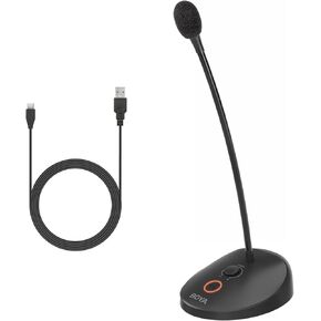 BOYA Desktop Gooseneck Condenser Microphone 18" Podium Microphones with Mute Button LED Indicator XLR Mic for Meetings Video Conferences Streaming Lectures BY-GM18C