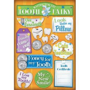 Karen Foster Design Cardstock Sticker Sheet, Tooth Fairy