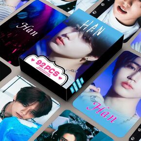 60PCS Stray-Kids Photocards,Stray-Kids Personal Lomo Cards Postcards with 32PCS Stickers for Collection(Bang Chan-Blue)