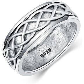 Celtic Knot Ring Sterling Silver 8mm Celtic Wedding Band Ring for Men Women