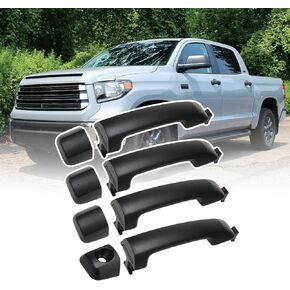 4PCS Front &Rear Exterior Door Handles Fits Tundra 2007-2019, Left Drive & Right Passenger Side, Replace #81295,69210-0C010,69217-0C010,692100C010,692170C010, Black ABS Material