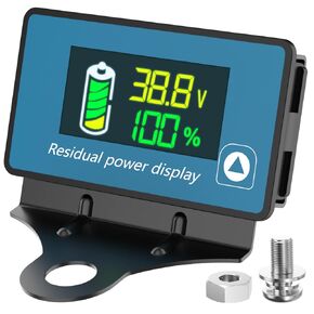 Golf Cart Battery Meter, Malictele IPX7 Waterproof Battery Monitor DC8-120V with Bracket Digital Battery Capacity Remaining Capacity Percentage Tester for Car Motorcycle Golf Cart Battery Gauge