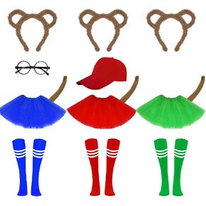 مجموعة أزياء السناجب المكونة من 14 قطعة تتضمن عصابة رأس آذان السنجاب وذيل توتو تنورة سوداء بإطار دائري وقبعة حمراء وجوارب مخططة بطول الركبة للبالغين في الهالوين التنكرية in Kuwait