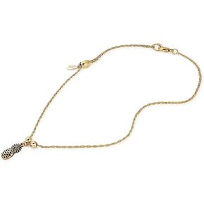 Alex and Ani Path of Symbols Adjustable Anklet for Women, Pineapple Charm, Rafaelian Gold Finish, 11.5 in