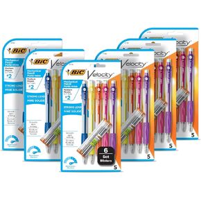 BIC Velocity Mechanical Pencils, With Colorful Barrel, Medium Point (0.7mm), 30-Count Bundle Mechanical Pencils With Erasers