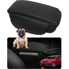 Console Cover for Honda Civic 2012 2013 2014 2015 Armrest Cover Center Console Cover Leather Black Arm Rest Pad Cushion for Civic Accessories (for Civic 2012-2015)
