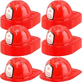 60 Pack Child Firefighter Hat Bulk Fire Chief Helmet Plastic Fireman Costume Hat for Kids Fireman Cosplay Dress Up