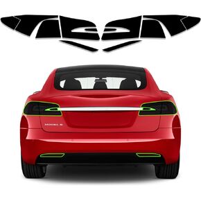 مجموعة ألوان تراكب الفينيل مسبقة القطع مناسبة لملحقات Tesla Model S 2012-2022، ضوء عاكس للفرامل مع غطاء لف دخان داكن لامع، شارات الفينيل، الأجزاء الخارجية (الضوء الخلفي الكامل)