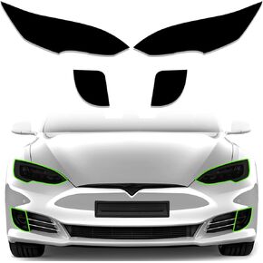 Precut Vinyl Overlay Tint Kit Film Fit for Tesla Model S 2012-2022 Accessories Taillights Brake Reflector Light with Gloss Dark Smoke Wrap Cover Vinyl Decals Exterior Parts (Full Taillight)
