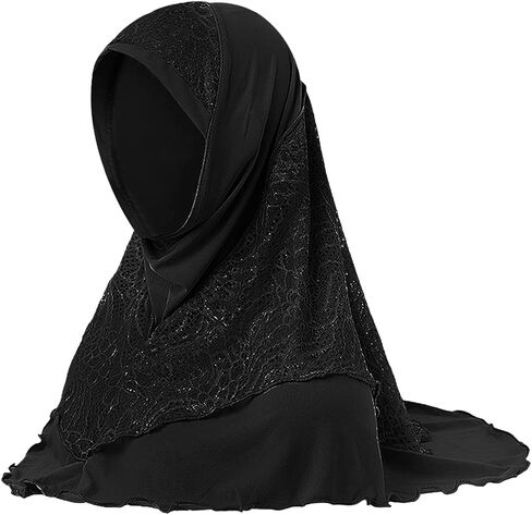 Women Muslim Hijab Scarf Floral Lace Head Scarf Girls Islamic Arab Head Wrap Shawls in Kuwait