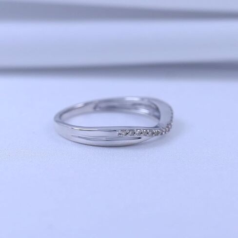 1/10 Carat Round Cut White Natural Diamond & Lab Created Moissanite Twist Contour Enhancer Guard Band Ring Jewelry for Women in 14K Gold Over Sterling Silver (0.10 Cttw) in Saudi Arabia