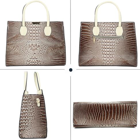 Tote Top-handle Handbags Patent PU Leather Women Purse Satchel Crocodile Pattern Shoulder Crossbody Bag 3 Pcs Set in Kuwait