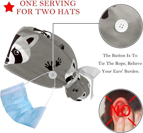 2 Packs Colored paw Prints Adjustable Working Hats with Button and Sweatband for Women, One Size in Saudi Arabia
