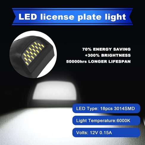 مجموعة مصابيح LED كاملة للوحة الترخيص لسيارة Chevy Silverado 1500 2500 3500 Suburban Tahoe GMC Sierra 1500 2500 3500 Yukon XL Escalade 6000K أبيض (قطعتان) in Kuwait