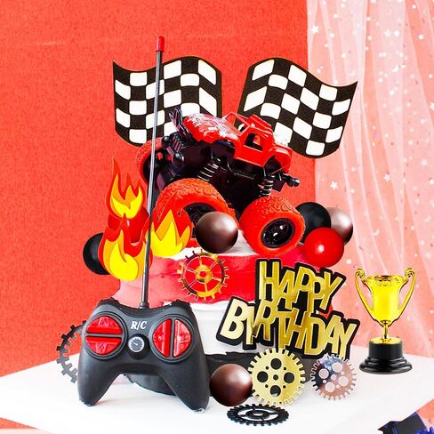 22Pc Red Monster Truck Cake Toppers - Monster Party & Birthday Decorations in Saudi Arabia